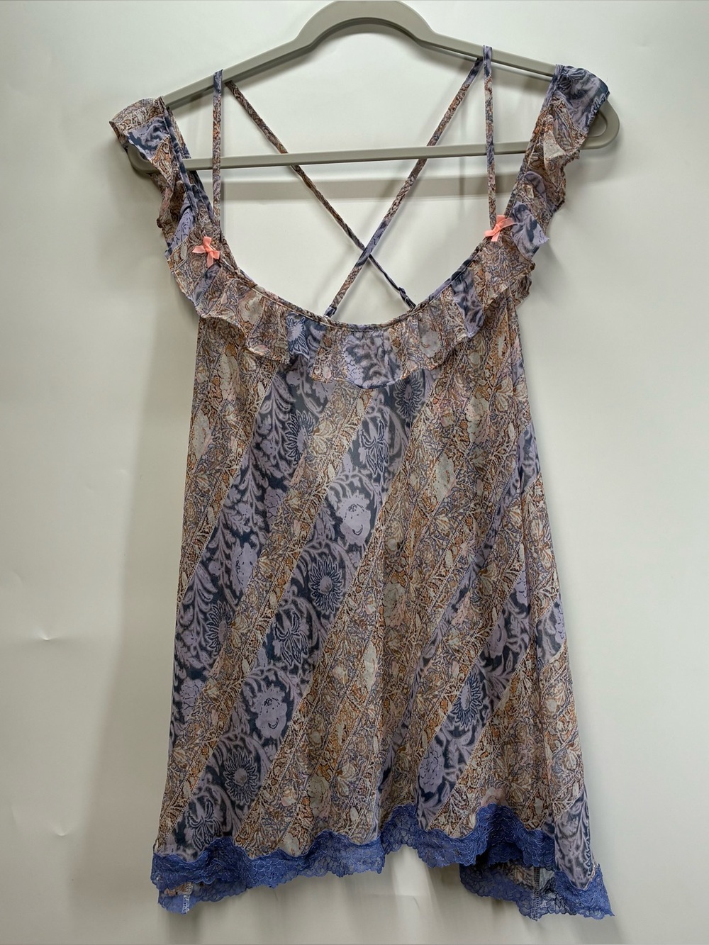VICTORIAs SECRET Large ULTRA SHEER CHIFFON OFF SHOULDER BABYDOLL Top Purple Lace